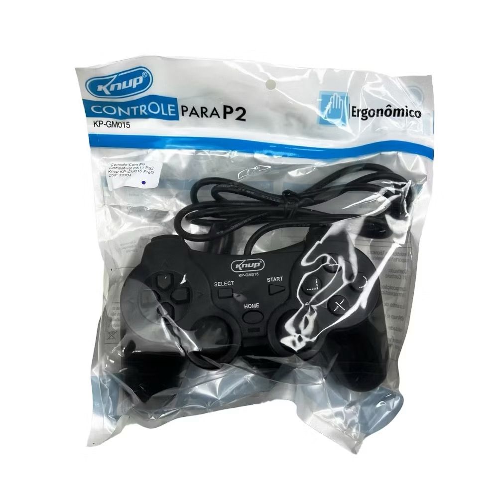Controle Ps2 Knup preto